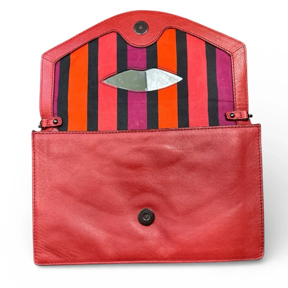 VTG Banana Republic L Wren Scott Collection Red Genuine‎ Leather Clutch